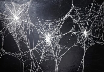 Wall Mural - white spider webs on a black background halloween style design generative ai