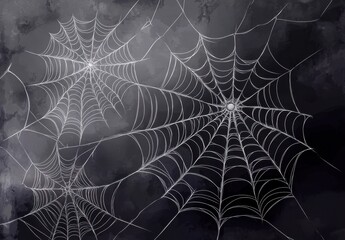 Wall Mural - white spider webs on a black background halloween style design generative ai