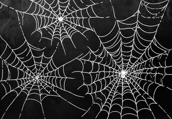 Wall Mural - illustration of spider webs on a black background generative ai