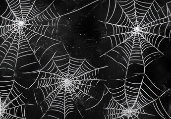 Wall Mural - illustration of spider webs on a black background generative ai