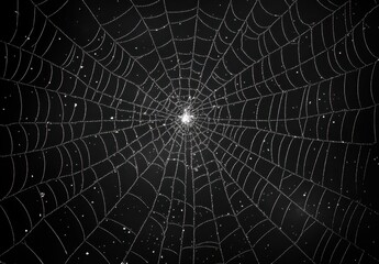 Wall Mural - white halloween spider web on a black background generative ai