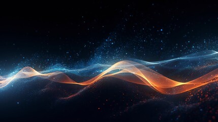 Wall Mural - Abstract technology background waves and bokeh lights