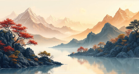 Wall Mural - sunrise in the mountains