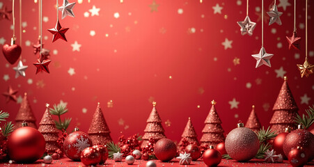 Sticker - red christmas background