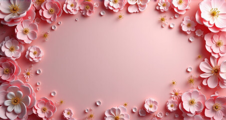 Poster - pink flowers frame