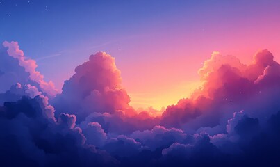 Cloud of the twilight sky, twilight sky after sunset with dark blue, purple, red sunlight on a blue hourly background