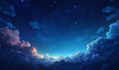 Wall Mural - Dark blue sky with stars