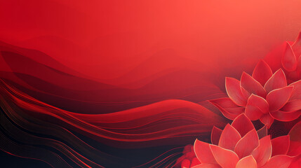 Wall Mural - Abstract red lotus flower with wavy background