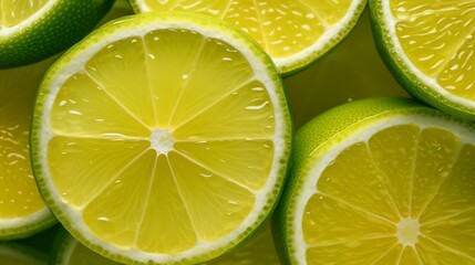 Wall Mural - Slices of lemon and lime as a background. Close up.