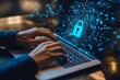 © vasyan_23 - Cybersecurity concept: person typing on laptop with digital lock and network connections