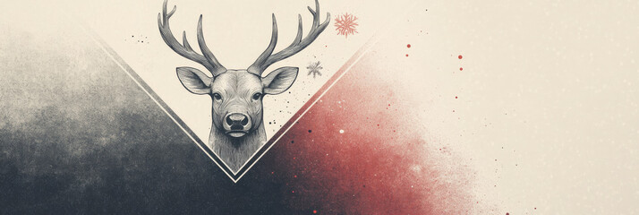 Wall Mural - A deer with large antlers is featured in this artistic design.