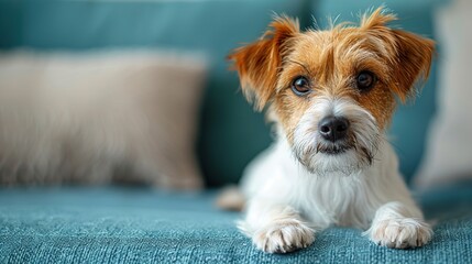 Wall Mural - Cute Dog on a Couch