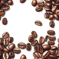 A coffee bean cluster, natural element, hyper-realistic style, detailed texture, isolated on white background