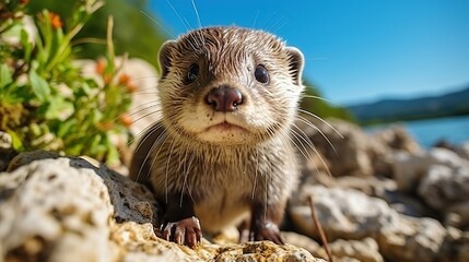 Canvas Print - Otter Looking at the Camera