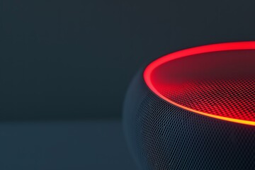 Wall Mural - Smart Speaker with Red Glowing Ring: Technology