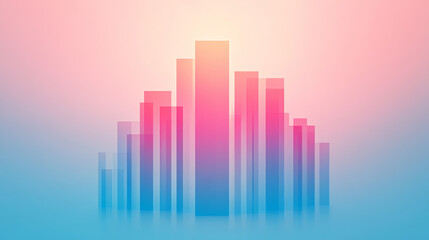 Sticker - Abstract city skyline with pastel gradient colors.