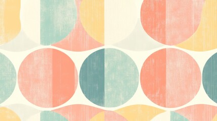 A simple retro pattern featuring muted pastel colors and geometric shapes, designed in a mid-century style