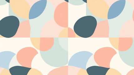 A simple retro pattern featuring muted pastel colors and geometric shapes, designed in a mid-century style