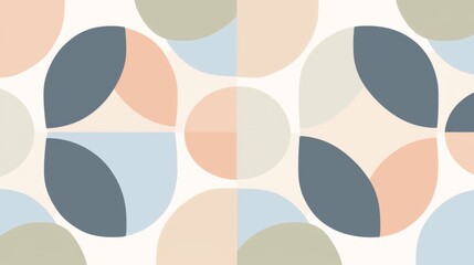 A simple retro pattern featuring muted pastel colors and geometric shapes, designed in a mid-century style