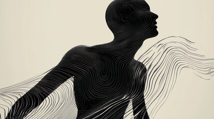 Abstract Silhouette of a Person Composed of Interlacing Lines