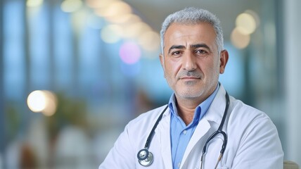 Wall Mural - A man in a white coat is posing for a picture