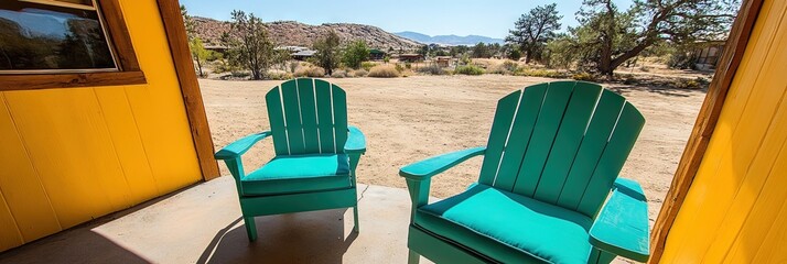 house with a patio furniture, daylight, colorful desert landscaping