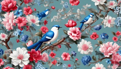 Poster - Serene blue and white floral arrangement created with Generative AI artistry