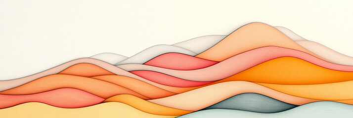 Canvas Print - Abstract layered waves in warm colors.