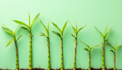 Poster - Fresh bamboo sprouts artfully displayed on vibrant green background