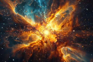 Wall Mural - a colorful space scene with a purple cloud in the middle. generative ai image