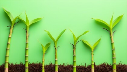 Canvas Print - Fresh bamboo sprouts artfully displayed on vibrant green background