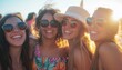 © Andrii - Diverse Group Of Girls Enjoying Fun At Coastal Music Festival: Dancing, Smiling, And Friends Gathering At Sunset Beach Party. Youth Summer Vibes.