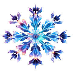 Canvas Print - PNG Snowflake pattern neon art.