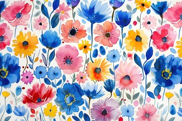 Wall Mural - Watercolor Floral Pattern