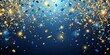 © Ruby - Blue and Gold Confetti Falling with Glowing Lights, celebration, party