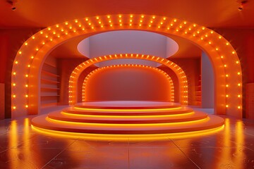 Canvas Print - Orange Stage with Arches and Lights