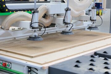 Poster - MDF panel cutting on CNC router with vacuum table