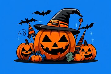Aufkleber - Minimalist icon of a Halloween party, with simple shapes representing jack-o'-lanterns, costumes, and festive dÃ©cor in a clean design.