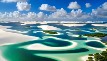 Wall Mural - Stunning dunes and turquoise lagoons of Lençóis Maranhenses National Park in Brazil