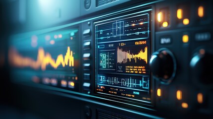 A computer monitor displays a graph of a sound wave