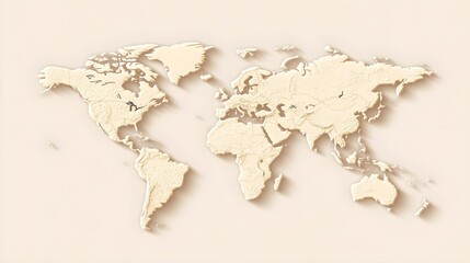 a detailed vector illustration of a world map featuring realistic topography and natural elements, s