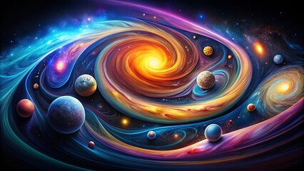 Wall Mural - a symphony of swirling cosmic matter, a celestial ballet of vibrant hues and ethereal dust, a celest