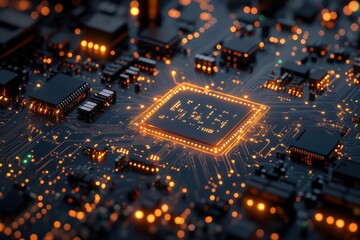 Wall Mural - intricate computer circuit board background representing the realm of technology and innovation ideal for discussions on ai and computing advancements