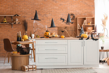 Sticker - Stylish kitchen decorated for Halloween celebration