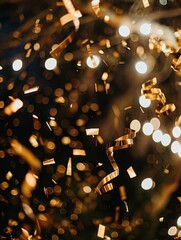 Poster - Glittering Confetti Falling with Bokeh Background