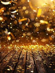 Poster - Golden Celebration with Confetti and Sparkles