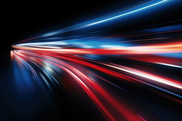 Wall Mural - dynamic blue light trails in motion
