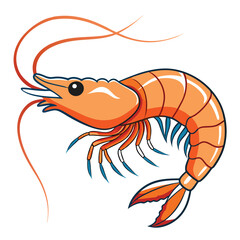 Wall Mural - Shrimp logo. Isolated shrimp on a white background.as packaging Cartoon shrimp design element prawn crustacean sea animal Pro Vector