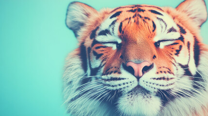 Close-up of a tiger's face with its eyes closed.