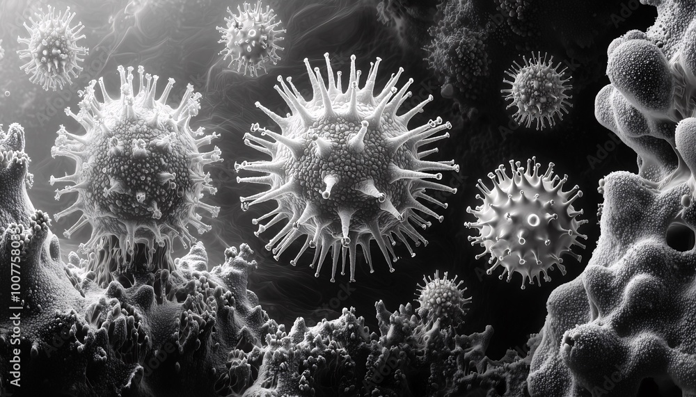 Microscope Photo Virus Detailed Electron Microscope Image of Viruses Revealing Intricate ...